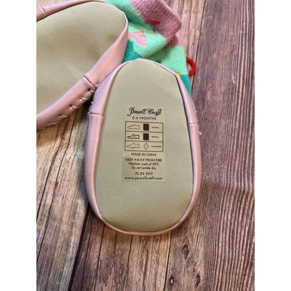 Powell Craft Baby Mermaid Soft Sole Shoes 0-6M Purple Teal Crib Slippers